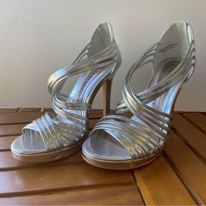 CHINESE LAUNDRY Silver Strappy Platform Heels 6.5 Prom